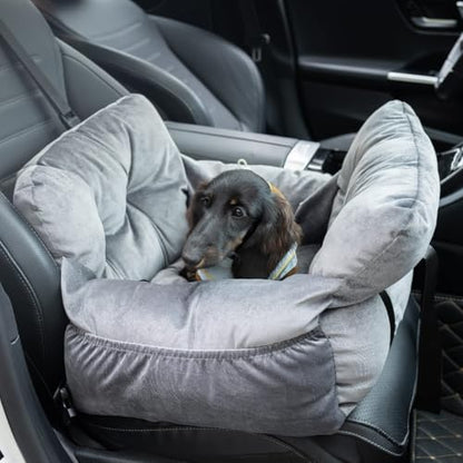 Pet Car Booster Seat for Small Dogs up to 25 lbs with Safety Straps, Storage Pockets, Travel Carrier Bed Booster Seat, Machine Washable (Gray) - color: Space Gray