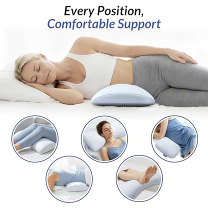ZIKEE Inflatable Lumbar Support Pillow for Bed with Customized Lower Back Pain Relief & Support, Memory Foam Back Support for Side & Back Sleeping, Bed Pillow for Driving, Resting, Breathable Cover