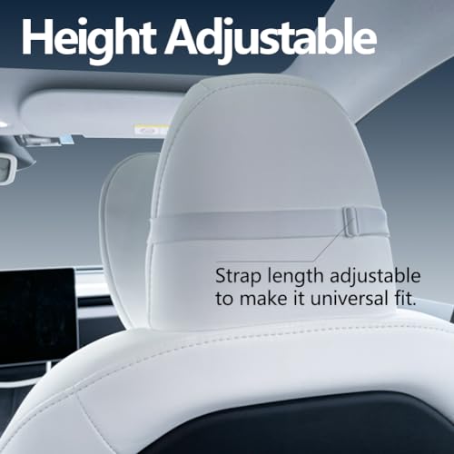 BlissfulNest Tesla Neck Pillow Car Seat Headrest, 2 Pack, Neck Pillow for Tesla Model Y, Tesla Model 3, Tesla Model X, Tesla Model S Nappa Leather. Height Adjustable, Thickness Adjustable. (White) - color: Nappa Leather White