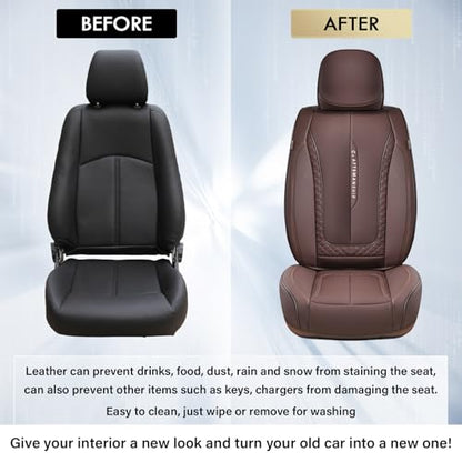 Coverado Car Seat Cover Front Seats, Brown Seat Covers Front Seats, Nappa Leather Waterproof, Car Seat Cushion, Car Seat Protector Universal Fit Most Cars - color: Z-Brown, size: Front