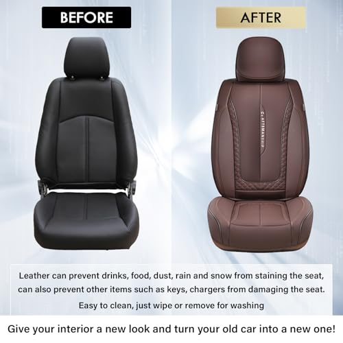 Coverado Car Seat Cover Full Set, Brown Seat Covers Front Seats Back Seat Covers, Nappa Leather Waterproof, Car Seat Cushion, Car Seat Protector Universal Fit Most Cars - color: Z-Brown, size: FullSet