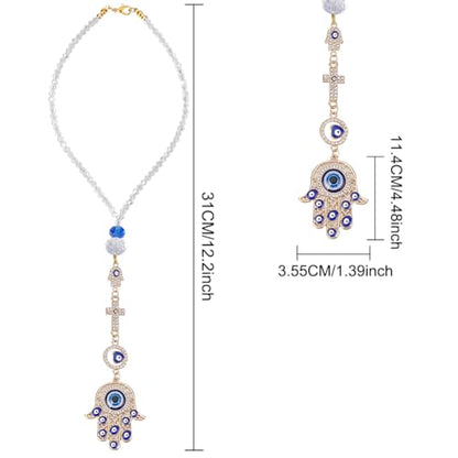 1PC Crystal Hanging Suncatchers with Evil Eye Pendant with Alloy Lobster Clasps Suncatcher Car Charm Gift Good Luck Spiritual Rearview Mirror for Window Car Door Frame Balcony - color: Hand Gold