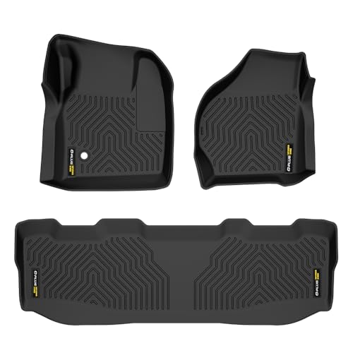 TPE Cargo Mats, Compatible with Ford F250 F350 Super Duty Crew Cab Models 1999-2007, 1st & 2nd Row 3PCS, All Weather Full Cover Protection, Black Interior Accessories - size: Fit Ford F250 F350 1999-2007 | Crew Cab | 3PCS