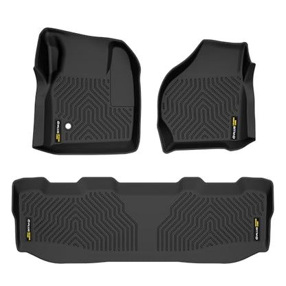 TPE Cargo Mats, Compatible with Ford F250 F350 Super Duty Crew Cab Models 1999-2007, 1st & 2nd Row 3PCS, All Weather Full Cover Protection, Black Interior Accessories - size: Fit Ford F250 F350 1999-2007 | Crew Cab | 3PCS