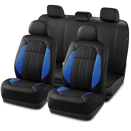 Road Comforts Car Seat Covers, Breathable Leather Seat Covers, Car Seat Covers Full Sets Airbag Compatible, Automotive Seat Covers for Most Cars, Vans, Trucks, SUV - Blue - color: blue, size: Full Sets