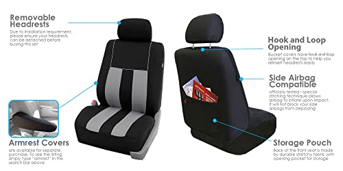 FH Group Three Row Striking Striped Full Set Car Seat Covers, Airbag Compatible & Split Ready – Universal Fit for Cars Trucks & SUVs Gray - color: Gray, size: 3 Row/7 Seater