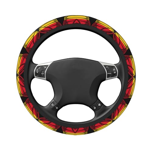 Butterfly Ghanaian Flag Universal Steering Wheel Cover Non-Slip Grip Floral Design for Cars/Trucks/Suvs (Fits 14.5"-15" Wheels)