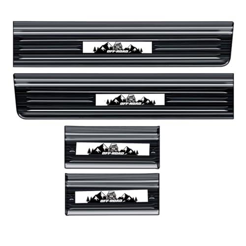 Buling Door Sill Guards Protector 304 Stainless Steel Compatible with Jeep Wrangler JL JLU 2018-2026 & Jeep Gladiator JT 2020-2026 Accessories Door Sill Protector (Brushed Texture 4 Door - color: Brushed Texture Black