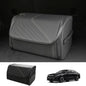 TOPABYTE Car Trunk Organizer with Lid and Sturdy Handle Foldable Durable Premium Leather Storage Box Cargo for BMW SUV Sedan Truck, Black, Small