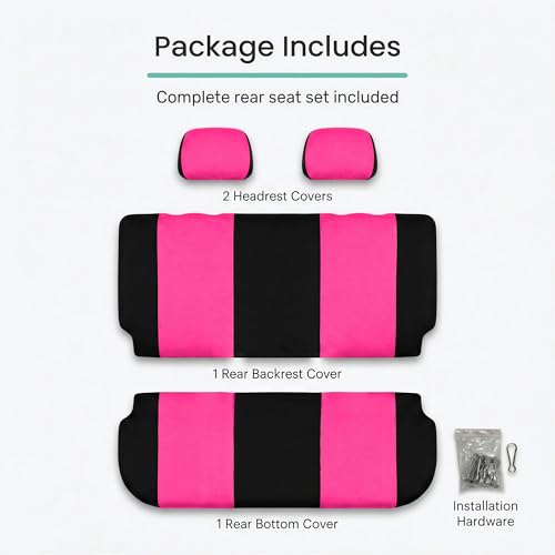 FH Group Pair Set Flat Cloth Car Seat Covers- Universal Fit for Trucks, SUVs, and Vans (Pink/Black) FB050102 - color: Pink