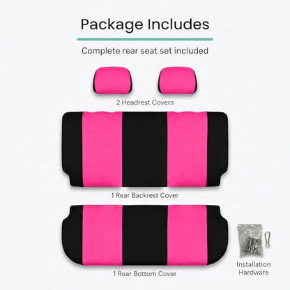 FH Group Pair Set Flat Cloth Car Seat Covers- Universal Fit for Trucks, SUVs, and Vans (Pink/Black) FB050102 - color: Pink