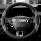 West Llama Customized Auto Car Steering Wheel Cover for Toyota Camry 2006-2026, Microfiber Leather, Anti-Slip, 14.5-15inch, Black + Grey - color: A-Black+Gray