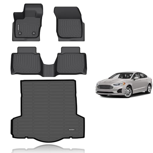 KELCSEECS® Floor Mats & Cargo Liner Custom for 2017 2018 2019 2020 Ford Fusion,All Weather Protection TPE Floor Liners Front & Rear Row Full Set Accessories Black - style: 33) For 2017-2020 Fusion Full Set