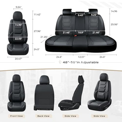 Coverado Car Seat Covers, Front Covers for Cars, Car Seat Cover Front Seats, Automotive Seat Cover, Waterproof, Leather Car Seat Cushion, Universal Interior Covers Seat Protectors for Most Cars Black