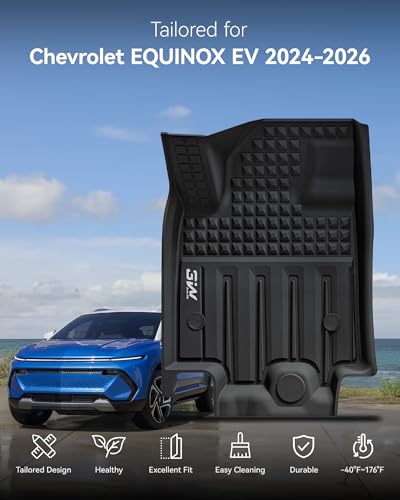 3W Floor Mats Fit for 2024-2025 2026 Chevrolet Chevy Equinox EV (Non Fuel), TPE All Weather Custom Fit for Chevrolet Equinox EV (Non Fuel) Accessories 1st and 2nd Row Full Set Car mats - size: Chevy Equinox EV 2024-2025 Floor Mats