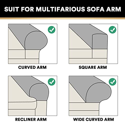 2 Pack Thick Velvet Stretch Armrest Covers for Chairs and Sofas - Non Slip Armchair Protectors, Burgundy - color: Burgundy