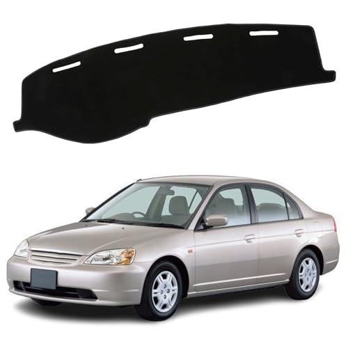 Upgraded Dash Mat for 2001-2005 Honda Civic Polyester Dash Board UV Protection Non-Slip Windshield Reflective Dash Cover Interior Accessory Black - color: 2001-2005 for Honda Civic