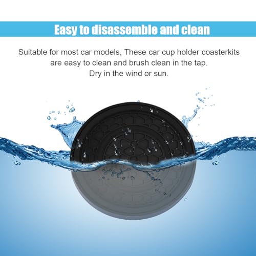 2PCS Car Cup Holder Coasters, 2.75 Inch Auto Non-Slip Anti Dust Cup Mats, Console Cup Holder Insert Coaster Auto Insulated Mats, Universal Interior Accessories for Most Cars (Black) - color: Black