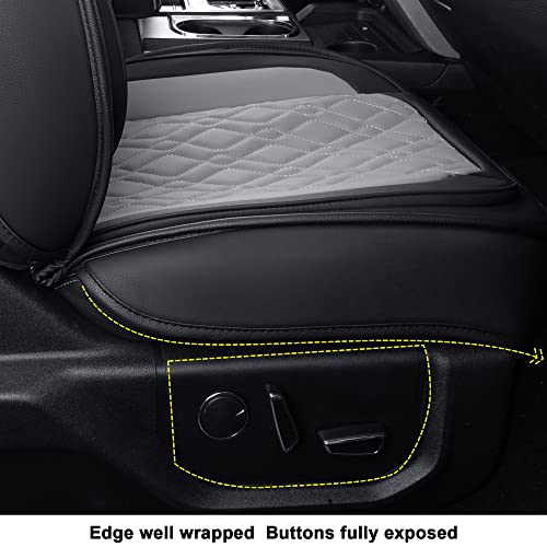 LUCKYMAN CLUB F150 Front-Only Seat Covers J03-Q3 with Waterproof Faux Leather, Fit 2015-2025 Ford F150 and 2017-2025 F250 F350 F450 (Front only, Black-Gray) - color: Black&Gray, size: Front Pair