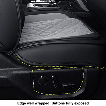 LUCKYMAN CLUB F150 Front-Only Seat Covers J03-Q3 with Waterproof Faux Leather, Fit 2015-2025 Ford F150 and 2017-2025 F250 F350 F450 (Front only, Black-Gray) - color: Black&Gray, size: Front Pair
