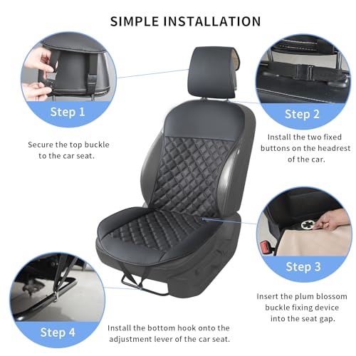 2pcs Car Seat Covers,Leather Water Proof Material No Slip Soft Car Seat Protector Side not Wrapped,for Car with Airbags,Seat Covers Universal for Most Automotive,Suvs,Vans,Trucks (Black)