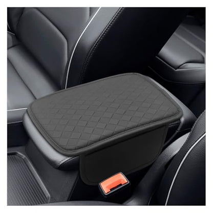 Leather Car Center Console Cover, Anti-Scratch Auto Middle Console Protective Cushion with 2 Storage Bags, Universal Waterproof Vehicle Armrest Pad Accessory for Sedan, SUV, Truck (Gray) - color: Gray