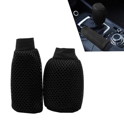 2 PCS/Set Car Gear Shift Knob Cover & Car Handbrake Cover, Anti-Slip Car Gear Shift Handle, Handbrake Cover Gear Cover Set, Universal for Most Cars (Black) - color: Black
