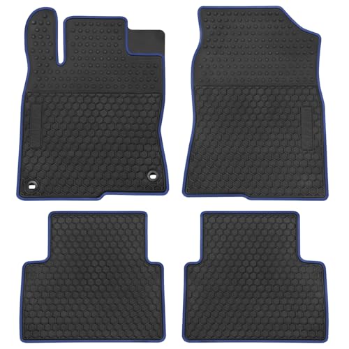 Car Rubber Floor Mat for Honda Civic 10th Generation 2016 2017 2018 2019 2020 2021, Custom Fit Rubber Black and Navy Blue Auto Floor Liners Mat All Weather Protection Heavy Duty Odorless - color: Black Blue, size: 2016-2021 Version