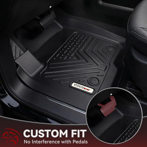 YITAMOTOR Floor Mats for 2019-2026 Chevrolet Silverado/GMC Sierra 1500 & 2020-2026 Chevy Silverado/GMC Sierra 2500HD/3500HD Crew Cab With Underseat Storage Box Bucket Seat, 1st & 2nd Row, Black - style: 2019-2026 w/ Rear Under Seat Storage Box
