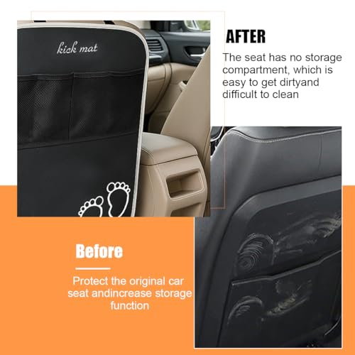 Car Kick Mats Backseat Organizer, 2PCS 2 in 1 Anti Kick Waterproof Back Seat Protector with 2 Storage Pockets, Large Capacity Auto Seat Accecories for Pets Kids, Universal Fit
