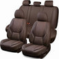 CAR PASS Nappa Leather Car Seat Covers 5 Seat, Luxury Lumbar Support Seat Cover Full Set, Waterproof Breathable Durable All Coverage Leatherette Seat Covers for SUVs,Pickups,Trucks,Vehicles (Brown) - color: Brown