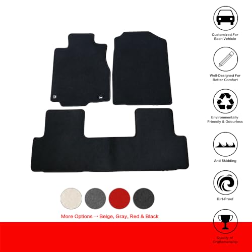 Floor Mats Compatible with 2012-2016 Honda CRV Black Nylon Front Rear Flooring Protection Interior Carpets 3PC By IKON MOTORSPORTS, 2013 2014 2015