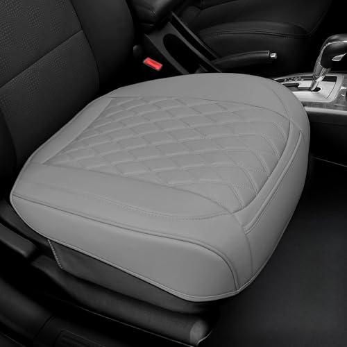 BEITK 1 Pack Leather Front Car Seat Cover Bottom Car Seat, Anti-Slip and Full Wrap Driver Car Seat Protectors, Luxury Waterproof Bottom Auto Seat Cushion Pad Mat for Most Vehicles(Gray) - color: gray-1pcs