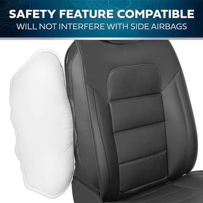 Motorbox Classic Edition Seat Covers, Premium Faux Leather Seat Covers for Cars Trucks Vans SUV, Semi Custom Fit Car Seat Covers Front Seats Only, Automotive Interior Cover - Black - color: Black Front Seats