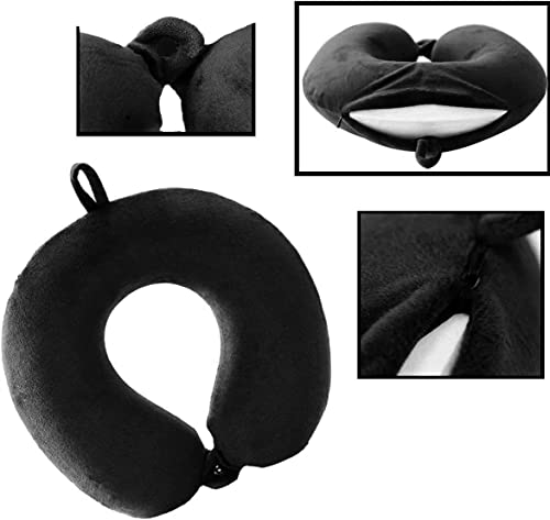 GDEOUP Travel Pillow - Memory Foam Neck Pillow Support Pillow,Luxury Compact & Lightweight Quick Pack for Camping,Sleeping Rest Cushion (Black) - color: Black