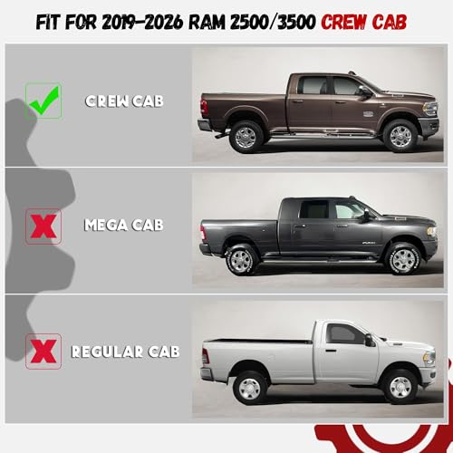 Floor Mats for 2019-2025 2026 Ram 2500/3500 Crew Cab w/Bucket Seats (Not for PTO KIT Models), All Weather TPE Car Mats for Dodge Accessories Non-Slip Floor Liners (NOT Mega Cab)