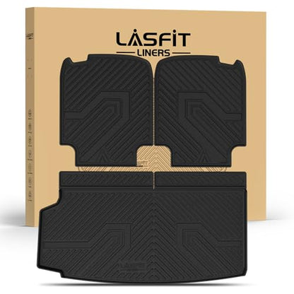 LASFIT Trunk Mat & Backrest Mat for Volvo XC90 2026-2016, All Weather TPE Custom Fit Cargo Liner for Volvo XC90 Cargo Mat, Black, Easy to Clean - size: 2016-2026|For Volvo XC90|Cargo Mats&Backrest Mats