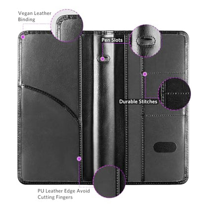 CoBak Car Registration and Insurance Holder - Vehicle Glove Box Car Organizer,Auto Truck Comparment Accessories Case with Magnetic Closure for Driver License,Cards - color: L-Cowhide Black