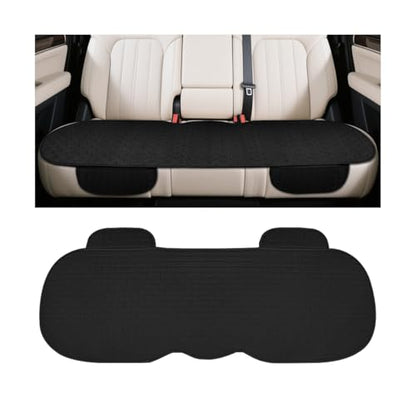 Car Back Seat Cover, Anti-Slip Long Vehicle Rear Bench Protectors with Storage Pocket, Breathable Comfortable Auto Interior Seating Bottom Protection Accessories, Universal Fit (Black)