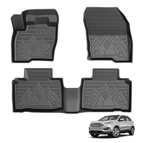 Floor Mats for 2015-2024 Ford Edge Accessories All Weather Floor Liner 3D TPE 1st & 2nd Row Floor Mat Heavy-Duty Floor Liners - size: 3)Ford Edge｜15-24｜1st & 2nd Row