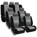 FH Group Car Seat Covers Trendy Elegance Three Row Car Seat Covers Set, Airbag Compatible and Split Ready, 7 Seater Covers-Universal Fit for Cars, Trucks & SUVs Gray/Black