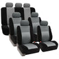 FH Group Car Seat Covers Trendy Elegance Three Row Car Seat Covers Set, Airbag Compatible and Split Ready, 7 Seater Covers-Universal Fit for Cars, Trucks & SUVs Gray/Black