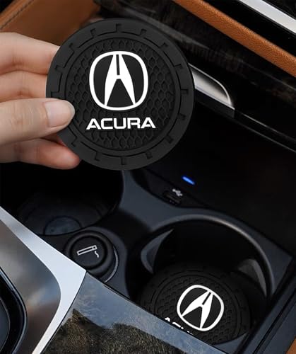 Car Cup Holder Coaster for Acura CDX NSX RDX RLX TLX, 2.76 Inch | Silicone, 2 Pieces, Car Interior Accessories - color: Black-a2