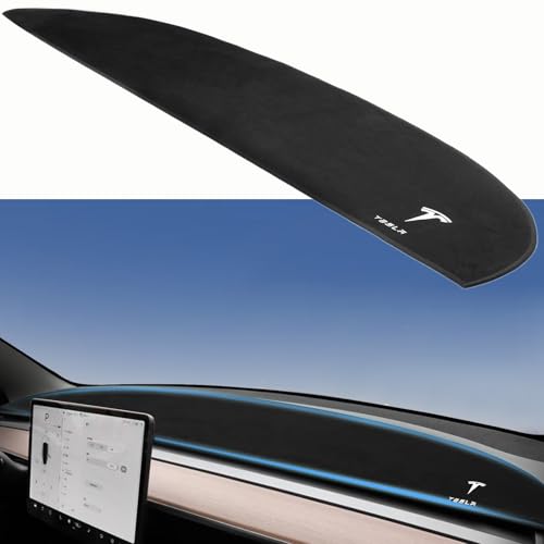 2025 Dashboard Cover for Tesla Model Y Dashboard and Glare Protection，not fit for Model Y Juniper 2025 (Model Y, White Logo, 2021-2024)