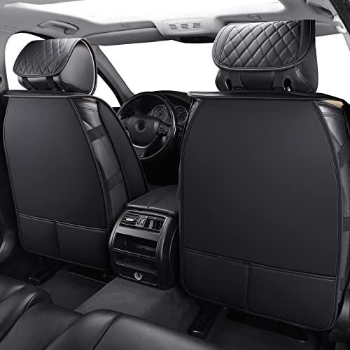 Aierxuan Front Car Seat Covers Universal Fit for Toyota Highlander Prius Camry Rav4 Yaris Sienna FJ Cruiser Outback Honda Jeep Ford Hyundai with Waterproof Leather(2PCS Front,Black A) - color: 2 Pcs Front/Black A