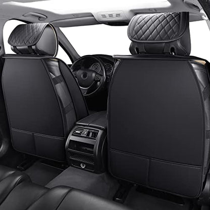 Aierxuan 2PCS Seat Covers Leather Cushions Universal Fit for Ford Chevy Subaru Acura Infiniti Benz Audi Highlander Camry Rav4 Tacoma Honda Jeep Hyundai Elantra (2PCS Front/Black-White A) - color: 2 Pcs Front/Black-White A