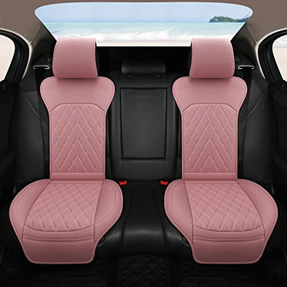 Universal Front Leather Car Seat Covers Pink 2 Pcs Luxury Seat Covers, Anti-Slip Waterproof Auto Driver Cushions Fit SUV Pickup Van Sedan, Chevy Silverado GMC Sierra Dodge Ram Tacoma Ford - color: Pink-FRONT PAIR