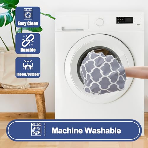 Smiry Picnic Table Cover with Bench Covers, Waterproof Elastic Fitted Tablecloth for 6 Foot Tables, Washable Polyester Tablecloths for Camping, Indoor & Outdoor (Grey, 30x72 Inch 3-pc Set)