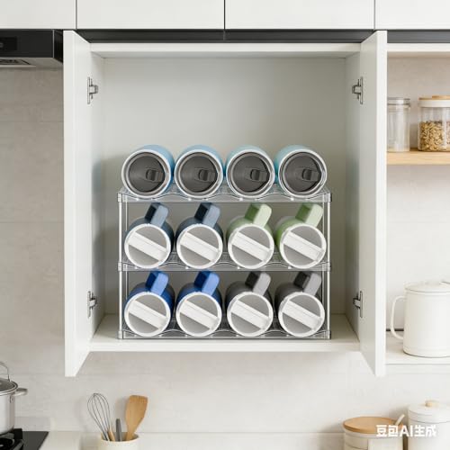 Yieach Stackable Water Bottle Organizer for Stanley,Yeti 40 oz and Others Tumbler Organizer,3 Tier Waterbottle Storage Rack,Clear Acrylic Cup Organizers for Kitchen Cabinets,Countertop,Pantry Shelf - size: 3 Tier Hold 12 Bottle
