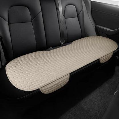 Car Rear Seat Cover, Breathable Linen Automotive Seats Cushion, Anti-Slip Vehicle Seat Pad with Storage Pocket, Universal Auto Seats Protection Mat (Beige) - color: Beige